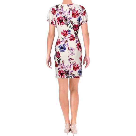 LAUREN RALPH LAUREN Womens Petite Jersey Floral Cocktail Dress 0 Petite - Picture 4 of 4